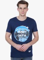 Henry and Smith Blue Printed Round Neck T-Shirt