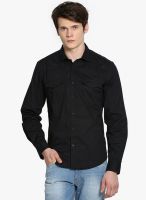 Highlander Black Slim Fit Casual Shirt