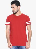 Hubberholme Red Solid Round Neck T-Shirt