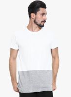Hubberholme White Solid Round Neck T-Shirt