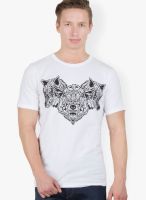 Hypernation White Printed Round Neck T-Shirts