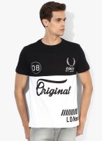 Incult Black Motorcross Yoke Printed Round Neck T-Shirt