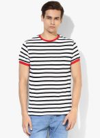 Incult Black & White Stripe Red Ringer Crew T-Shirt