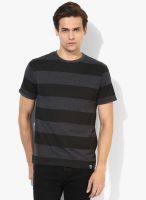 Incult Charcoal And Black Wide Stripe Crew T-Shirt