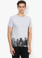 Incult Grey Marl Tim New York Hem Printed Round T-Shirt
