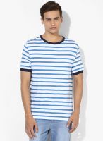 Incult Light Blue & White Stripe Ringer Crew T-Shirt
