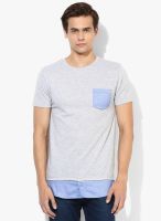 Incult Light Grey Marl Longline Double Layer Shirt Crew T-Shirt