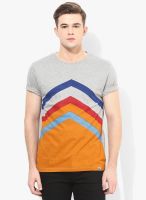 Incult Light Grey Printed Round Neck T-Shirts