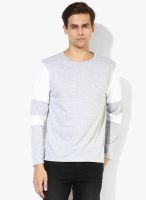 Incult Light Grey Solid Round Neck T-Shirt