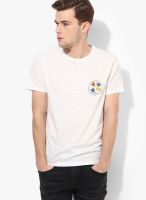 Incult Off White Printed Round Neck T-Shirts