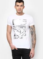 Incult White Crew Neck T-Shirt With Silver Foil Chest Print