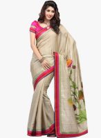 Inddus Beige Embroidered Saree