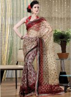 Inddus Beige Printed Saree