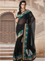 Inddus Black Embroidered Saree