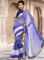 Inddus Blue Embroidered Saree