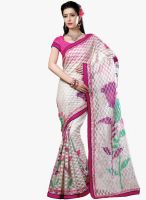 Inddus Cream Printed Saree