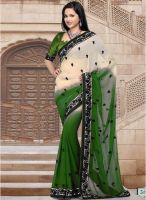 Inddus Green Embroidered Saree