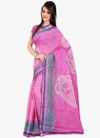 Inddus Pink Printed Saree