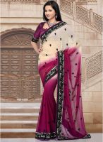 Inddus Purple Embroidered Saree