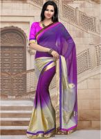 Inddus Purple Printed Saree