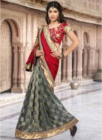 Inddus Red Embroidered Saree