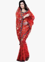 Inddus Red Printed Saree