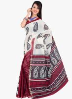 Inddus White Printed Saree