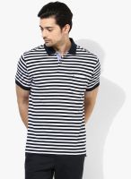 Indian Terrain Navy Blue Striped Polo T-Shirt