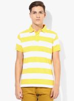 Indian Terrain Yellow Striped Polo T-Shirt