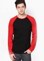 Izinc Black Solid Round Neck T-Shirts