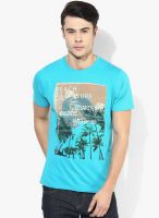 Izod Blue Printed Round Neck T-Shirt