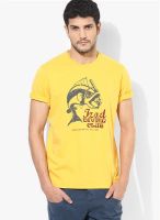 Izod Yellow Solid Round Neck T-Shirts