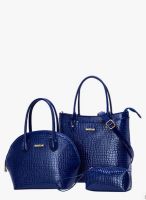 JC Collection Navy Blue Polyurethane (Pu) Handbag