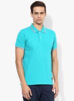 Jack & Jones Aqua Blue Solid Polo T-Shirt