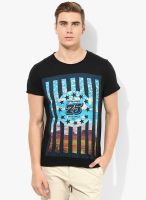 Jack & Jones Black Printed Round Neck T-Shirt