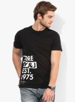 Jack & Jones Black Printed Round Neck T-Shirt