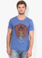 Jack & Jones Blue Printed Round Neck T-Shirt