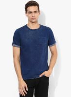 Jack & Jones Blue Solid Round Neck T-Shirt