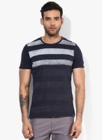 Jack & Jones Navy Blue Printed Slim Fit Round Neck T-Shirt