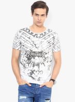 Jack & Jones Off White Printed Round Neck T-Shirt