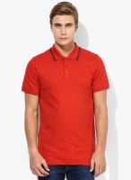 Jack & Jones Red Solid Polo T-Shirts