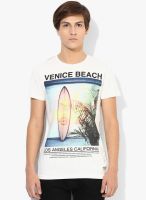 Jack & Jones White Graphic Round Neck T-Shirt