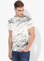 Jack & Jones White Printed Round Neck T-Shirt