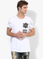 Jack & Jones White Printed Slim Fit Round Neck T-Shirt