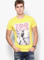 Jack & Jones Yellow Printed Round Neck T-Shirts