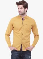 Jogur Mustard Yellow Solid Slim Fit Casual Shirt