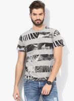 John Players Grey Solid Round Neck T-Shirt