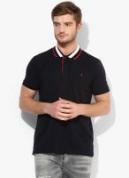John Players Navy Blue Solid Polo T-Shirt