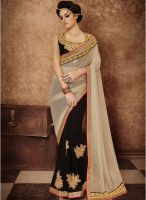 Kalista Fashions Cream Embroidered Saree