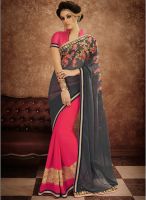 Kalista Fashions Grey Embroidered Saree